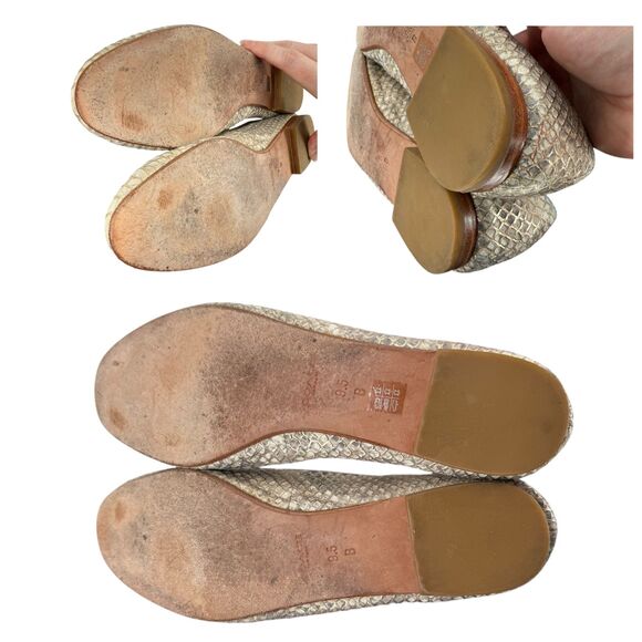 COACH Catrin Flats Size 9.5 B Snakeskin Embossed Texture Leather Metallic Loafer - Picture 10 of 10